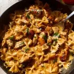 Delicious Marry Me Chicken Pasta garnished with herbs and served in a bowl.
