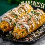 Authentic Mexican street corn (Elote) topped with cheese and spices