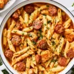 Delicious one-pot Cajun pasta served in a bowl with spices and herbs