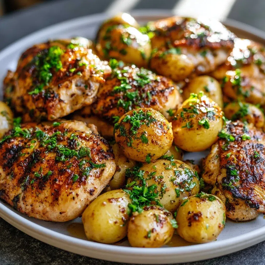 Sheet Pan Lemon Balsamic Chicken and Potatoes Made Easy! 8 Sheet pan lemon balsamic chicken with crispy potatoes ready to serve