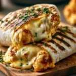 Low carb cheesy garlic chicken wraps on a plate, ideal for meal prep