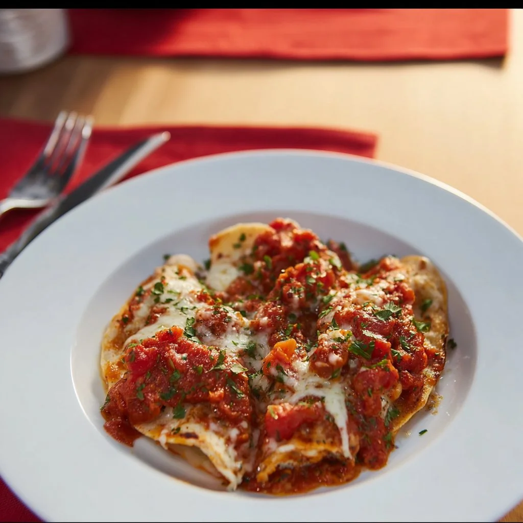 Stuffed Shells with Meat: A Delicious and Comforting Recipe 8 Baked stuffed shells with meat, cheese, and tomato sauce on a plate.