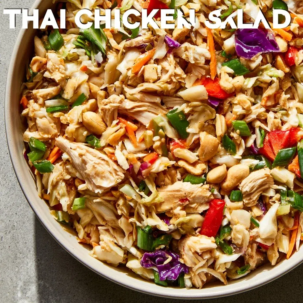 Thai Chicken Salad with Peanut Dressing: A Delicious Recipe 6 Thai Chicken Salad topped with creamy peanut dressing and colorful veggies