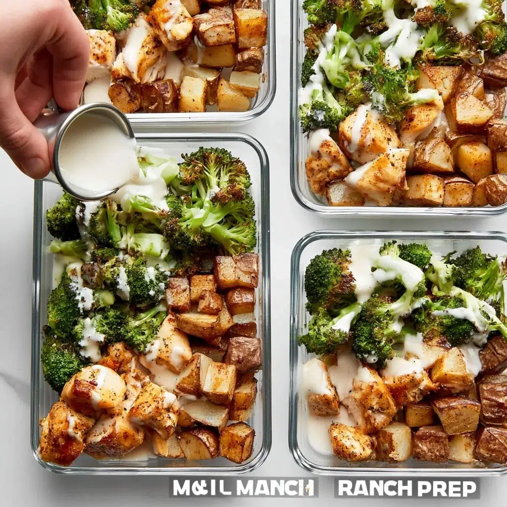 This Simple Chicken Meal Prep: Garlic Herb Chicken, Roasted Potatoes & Broccoli 6 Healthy chicken meal prep with garlic herb chicken, roasted potatoes, and broccoli.