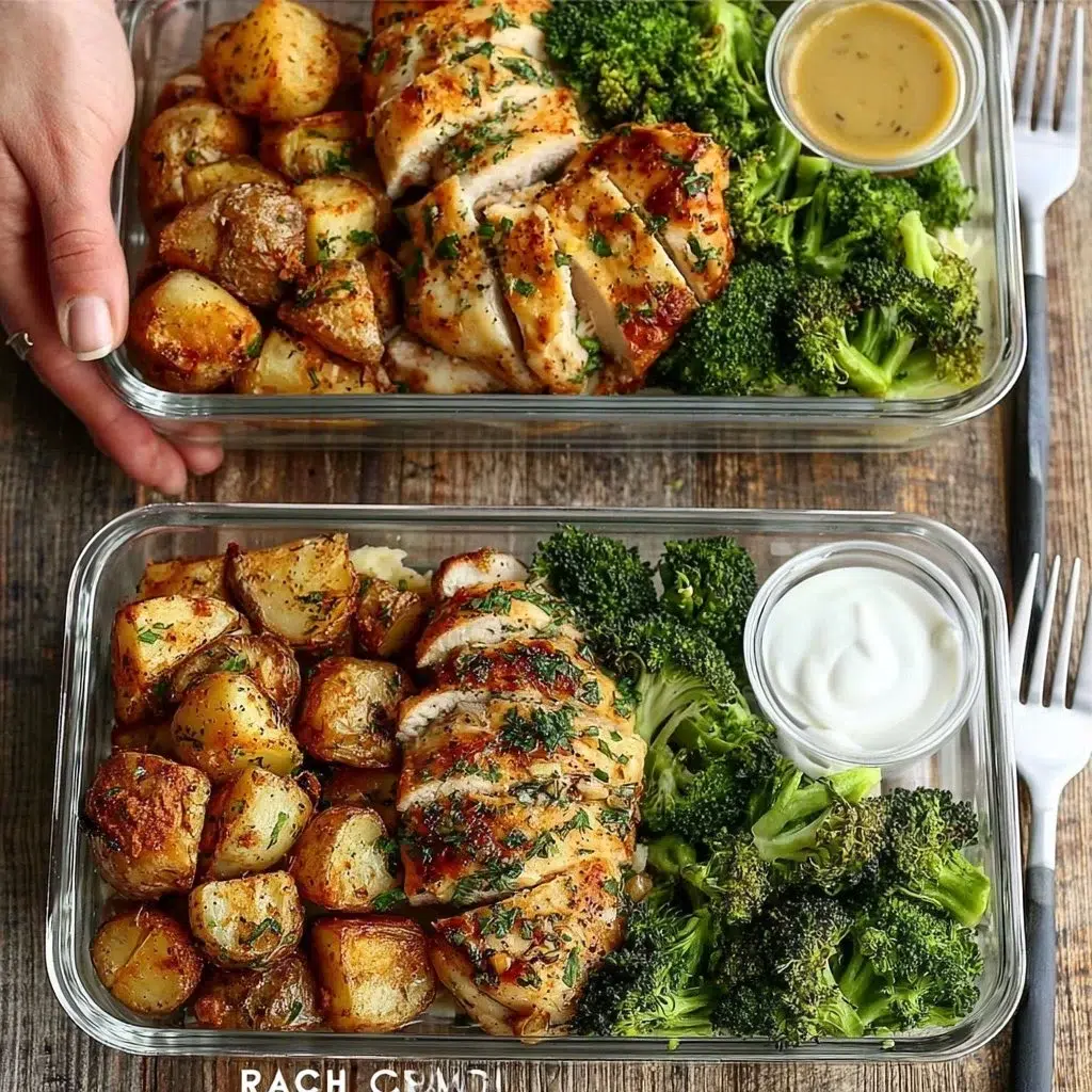 This Simple Chicken Meal Prep: Garlic Herb Chicken, Roasted Potatoes & Broccoli 8 This simple chicken meal prep features garlic herb chicken, roasted potatoes and broccoli, and a lit… | Chicken meal prep, Healthy lunch meal prep, Dinner meal prep